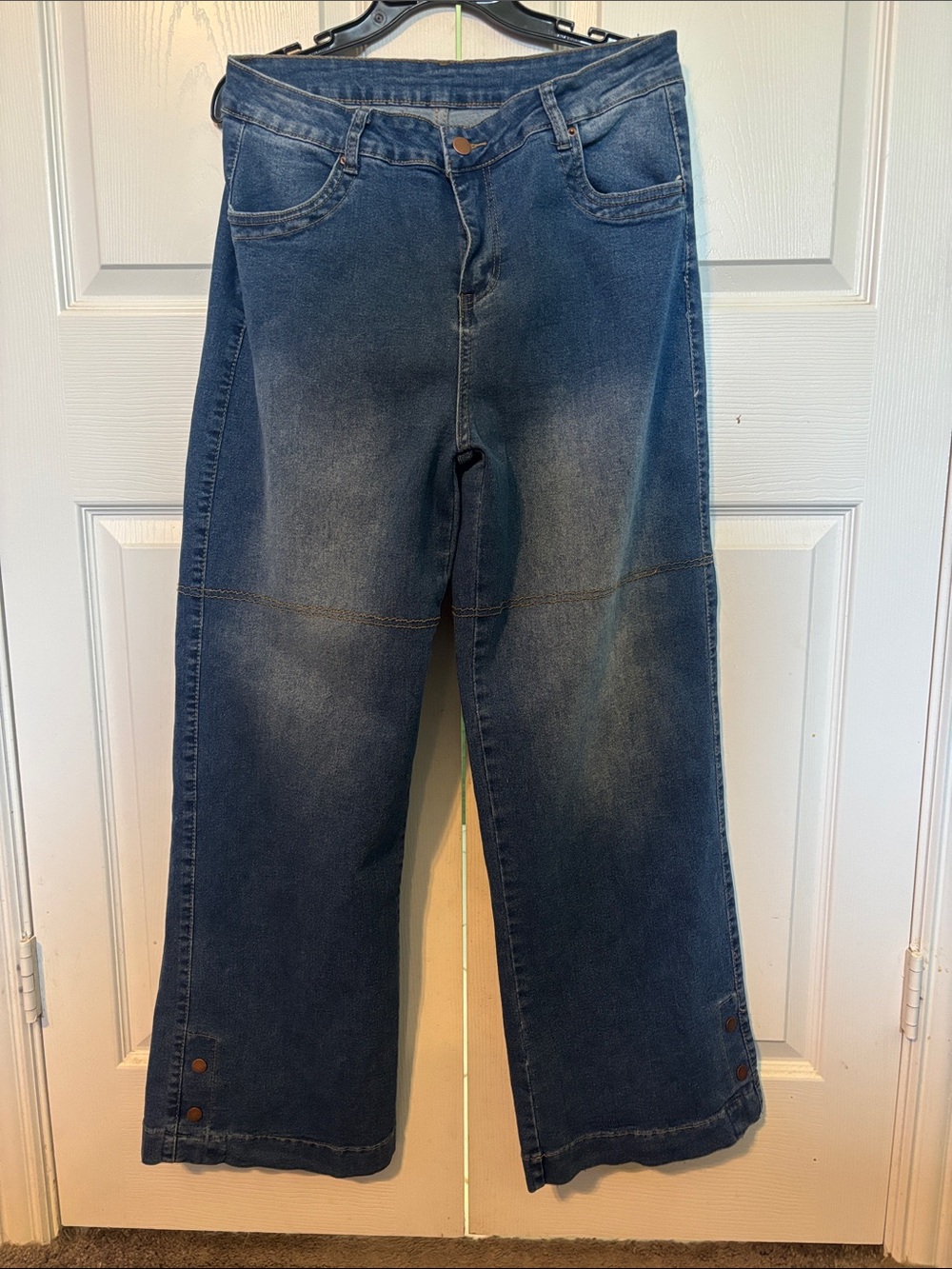 Wide Leg Blue Denim Jeans - Women's Flare